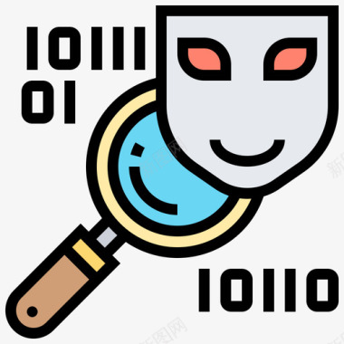 间谍软件网络犯罪17线性颜色图标图标