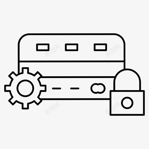 信用卡齿轮锁定图标svg_新图网 https://ixintu.com 企业管理细线集258 信用卡 设置 锁定 齿轮