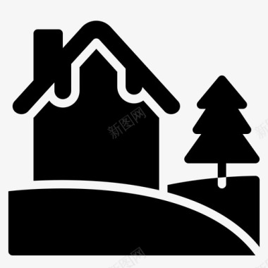 房子圣诞装饰图标图标