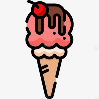 冰淇淋城市公园12线性颜色图标图标