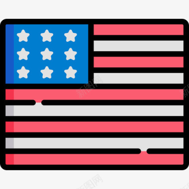 美国7月4日线性颜色图标图标