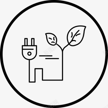 植物插头叶子技术图标图标