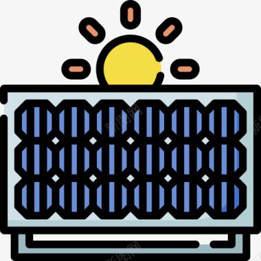 太阳能电池板可再生能源31线性颜色图标图标
