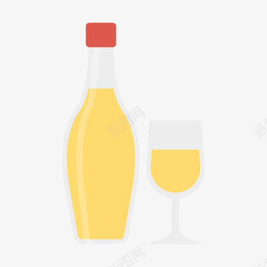 白葡萄酒食品和饮料29平淡图标图标