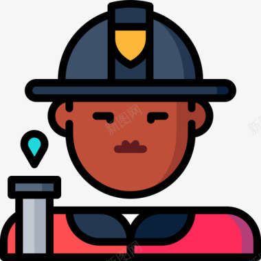 消防员工作7线性颜色图标图标