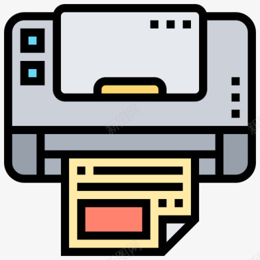 多功能打印机商务必备10线性彩色图标图标