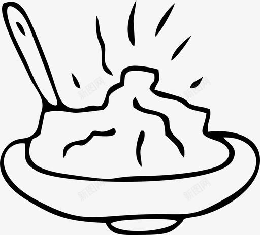 粥碗食物图标svg_新图网 https://ixintu.com 勺子 手绘 粥碗 食物
