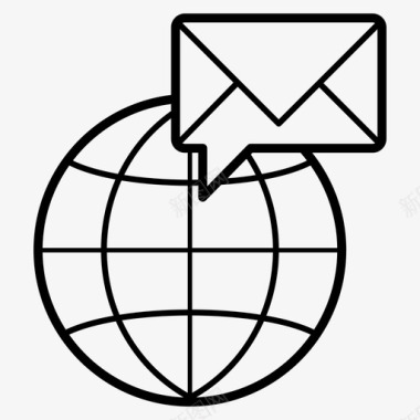 国际电子邮件收件箱通知图标图标