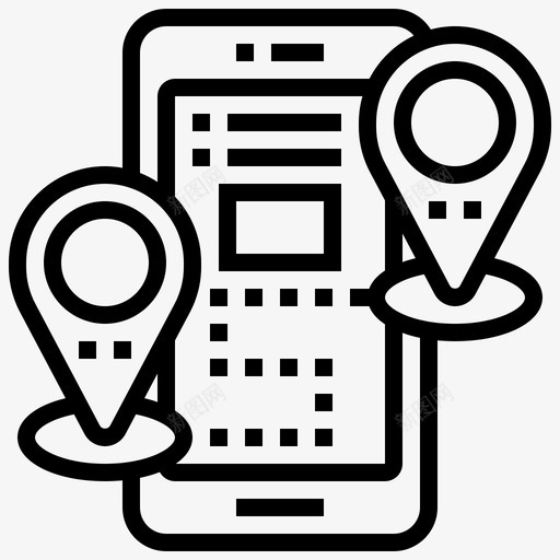 查找应用程序gps图标svg_新图网 https://ixintu.com gps 地图 地图和导航线路 应用程序 智能手机 查找