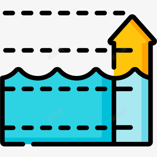 海平面气候变化17线性颜色图标svg_新图网 https://ixintu.com 气候变化 海平面 线性 颜色