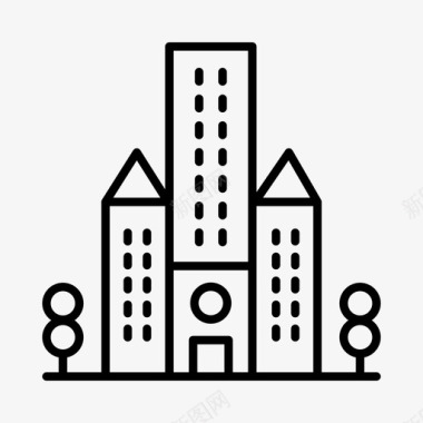 市政厅建筑物城市图标图标