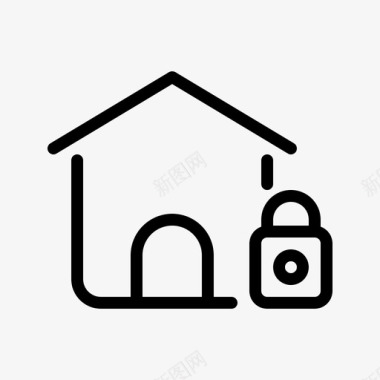 家庭安全锁房地产图标图标