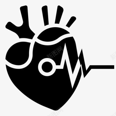 心脏病心脏骤停心电图图标图标