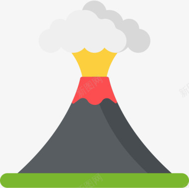 火山自然灾害23平坦图标图标