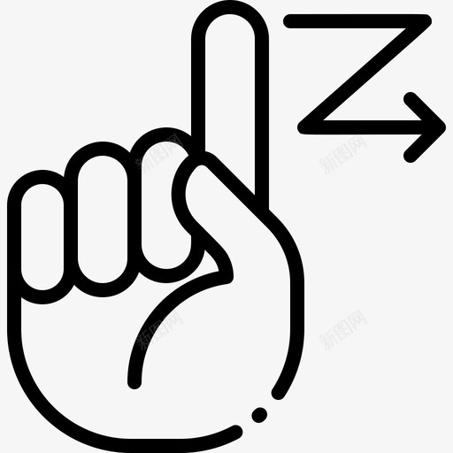 字母Z聋哑字母线性图标svg_新图网 https://ixintu.com 字母 线性 聋哑