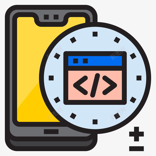 代码智能手机技术线颜色图标svg_新图网 https://ixintu.com 代码 手机 技术 智能 颜色