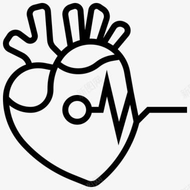 心脏病心脏骤停心电图图标图标