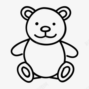 泰迪熊婴儿淋浴儿童玩具图标图标