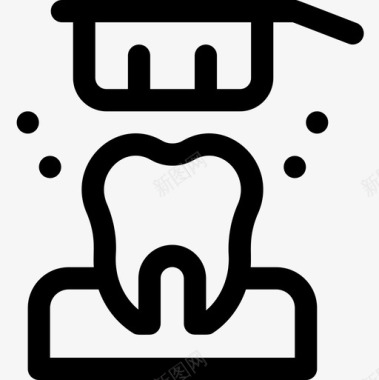 牙刷牙医45线性图标图标