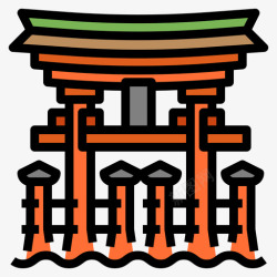 茨城日本茨城神社96线性颜色图标高清图片
