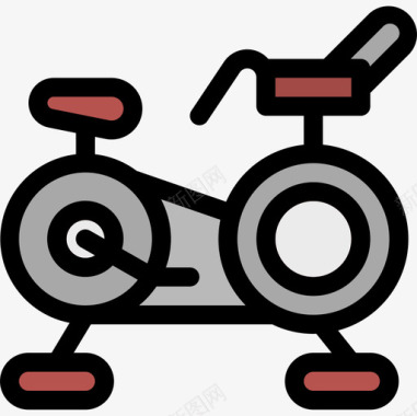 固定自行车健身房57线性颜色图标图标