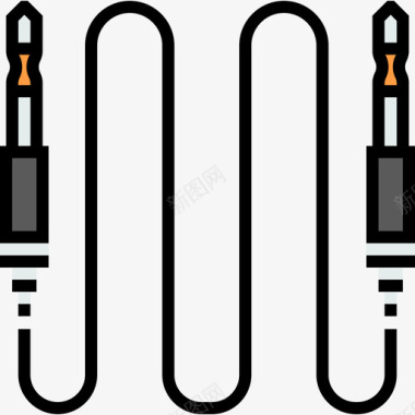 声音电缆音频和视频19线性颜色图标图标