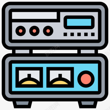 放大器复古技术5线性颜色图标图标