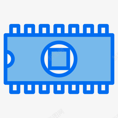 微芯片半导体蓝色图标图标