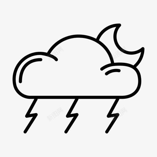 云和雷雨云和雷暴闪电图标svg_新图网 https://ixintu.com 云和雷暴 云和雷雨 天气 天气概要 月亮 闪电