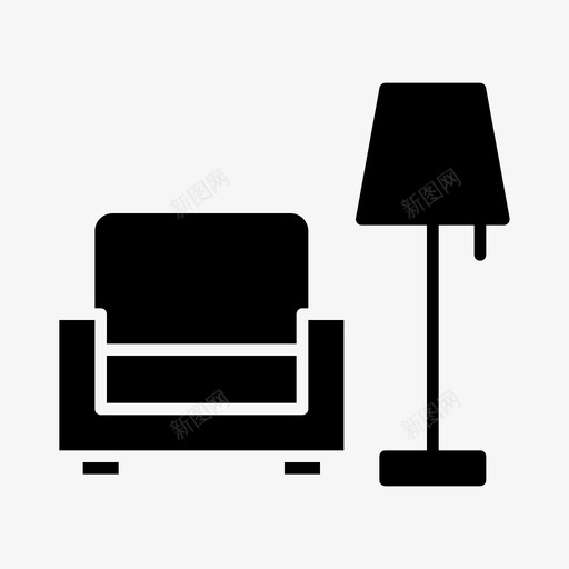 沙发客厅座椅图标svg_新图网 https://ixintu.com 内雕 坐椅 客厅 室内 座椅 沙发