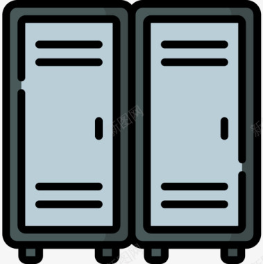 储物柜美式橄榄球19线性颜色图标图标