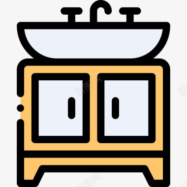 水槽浴室39线性颜色图标图标