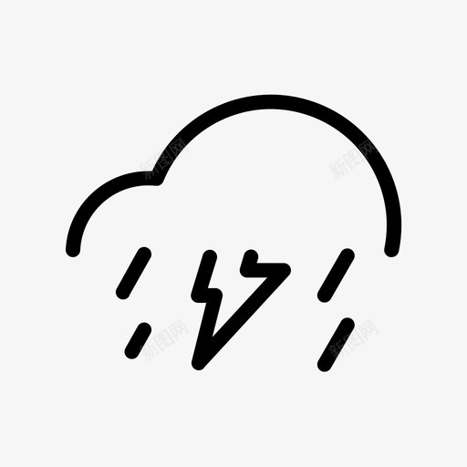 雨雷暴多云雷暴图标svg_新图网 https://ixintu.com 多云 天气 雷暴