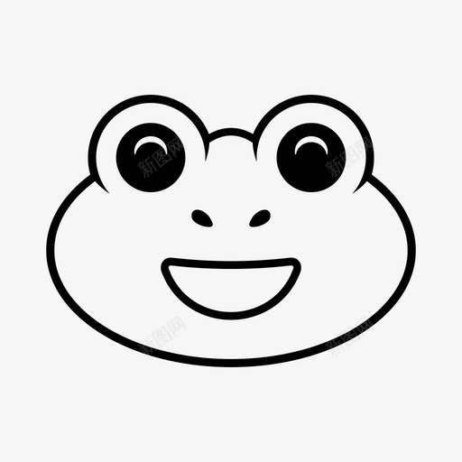 微笑青蛙表情头线图标svg_新图网 https://ixintu.com 微笑 素描青蛙 表情 青蛙