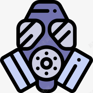 防毒面具核能12线性颜色图标图标