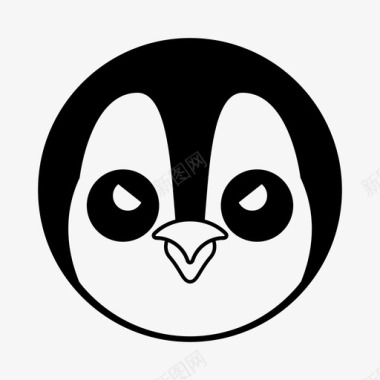 愤怒的企鹅表情脸头图标图标