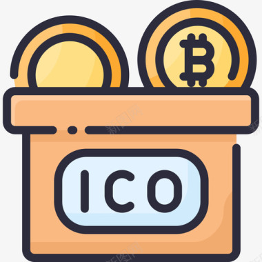 Ico加密货币80线性颜色图标图标