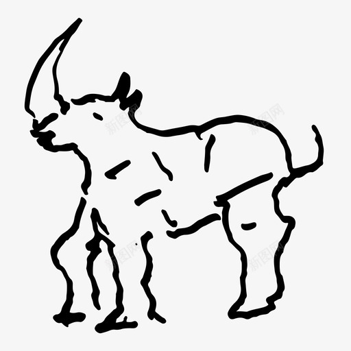 大角犀牛非洲动物图标svg_新图网 https://ixintu.com 动物 大角 牛角 犀牛 非洲