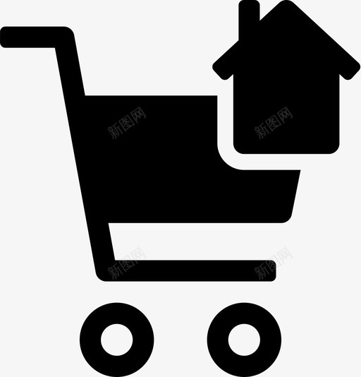 手推车买回家图标svg_新图网 https://ixintu.com 回家 房子 手推车 满了 购物 购物车