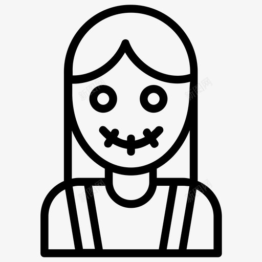 糖骷髅服装女孩图标svg_新图网 https://ixintu.com 万圣节化妆 墨西哥女士 墨西哥符号线图标 墨西哥节日 女孩 服装 糖骷髅