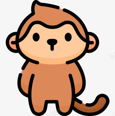 猴子动物53线性颜色图标图标