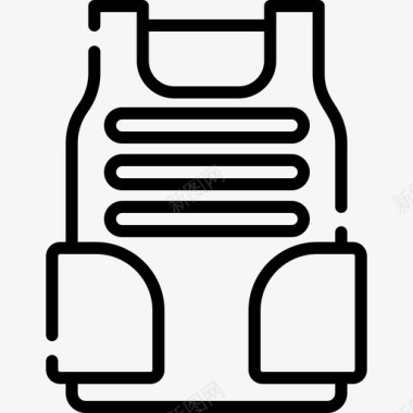 防弹背心防护安全13线性图标图标