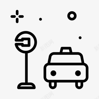 Uber出租车1直线型图标图标