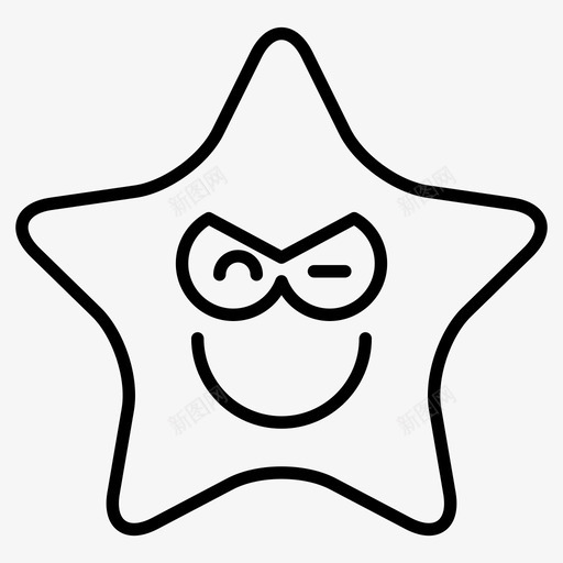 星星表情符号笑脸图标svg_新图网 https://ixintu.com 星星 星星表情线 眨眼 笑脸 表情符号