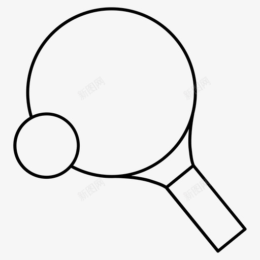 桌球球拍运动图标svg_新图网 https://ixintu.com 乒乓球 乒乓球拍 桌球 球拍 细线 运动