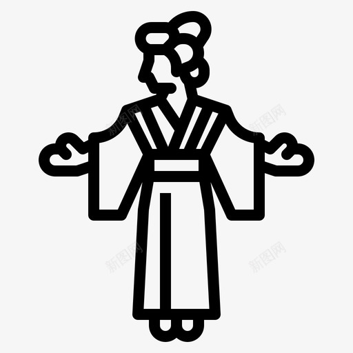 和服日本94轮廓图标svg_新图网 https://ixintu.com 和服 日本 轮廓