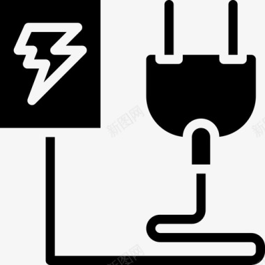 插头电源4实心图标图标