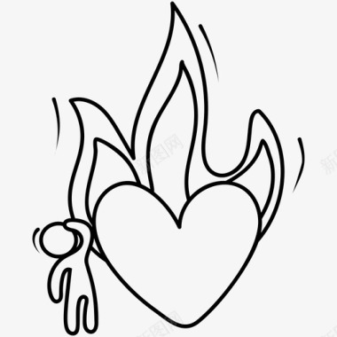 燃烧的心火焰心的图标图标