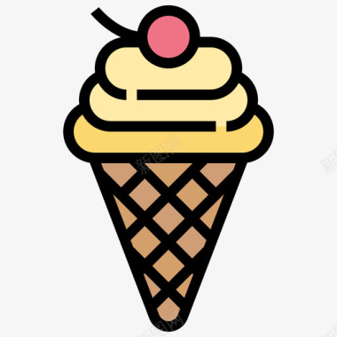 冰淇淋夏季122线性颜色图标图标