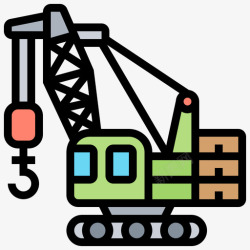 7辆重型车辆施工车辆7线型颜色图标高清图片